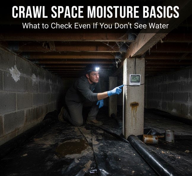 Crawl Space Moisture Basics: What to Check Even If You Don’t See Water
